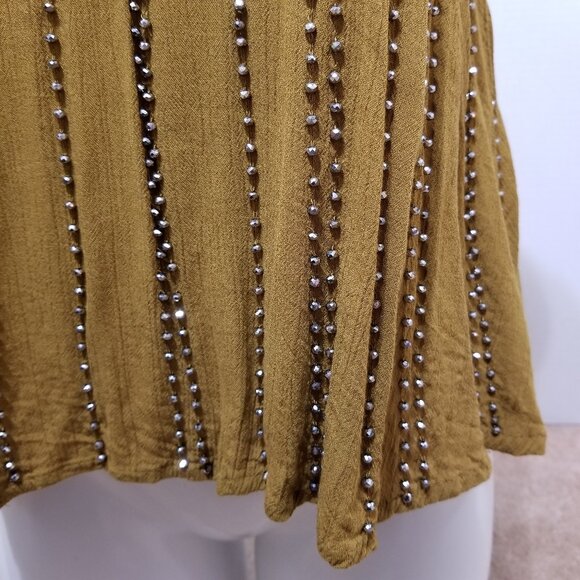 Free People top Small BB Embellished Cami beaded spaghetti strap v-neck - Picture 8 of 16